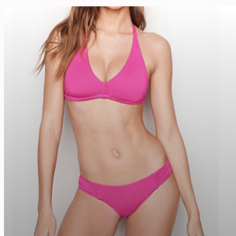 NEW Victoria's Secret Triangle D Cup Bikini Top & Ruched Knockout Bottom